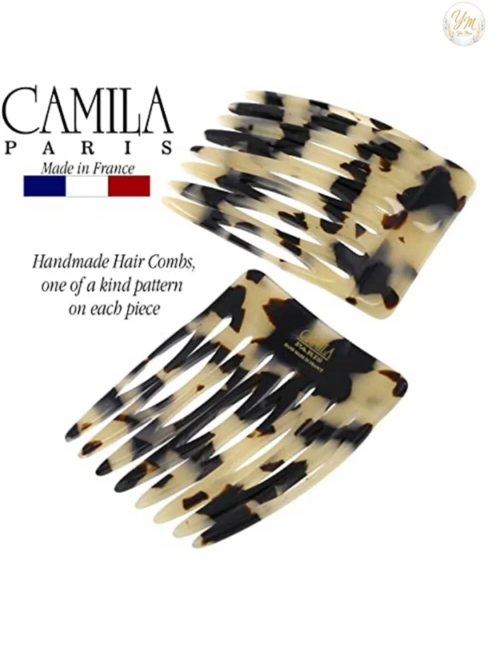 Handmade French Hair Side Comb Set Strong Hold Cellulose Acetate Up-Do Styling